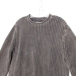 32 Bar Blues Sweater Medium Brown Ribbed Knit Cotton Roll Neck Rugged Americana